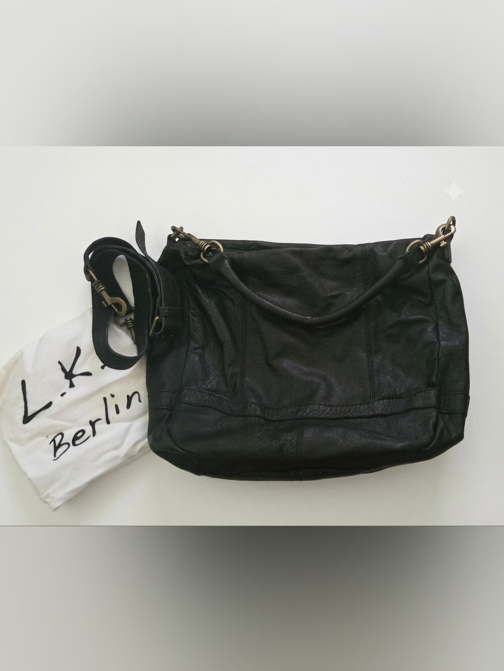 Liebeskind Black Leather Shoulder Bag with Removable Strap
